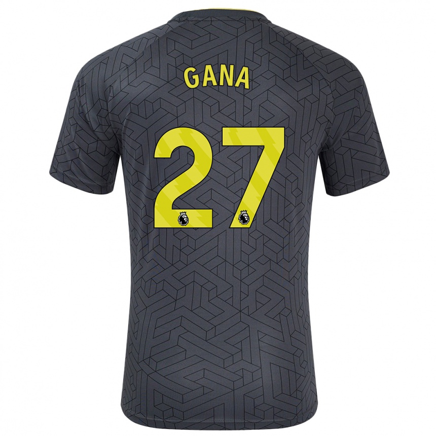 Kids Football Idrissa Gueye #27 Black Yellow Away Jersey 2024/25 T-Shirt