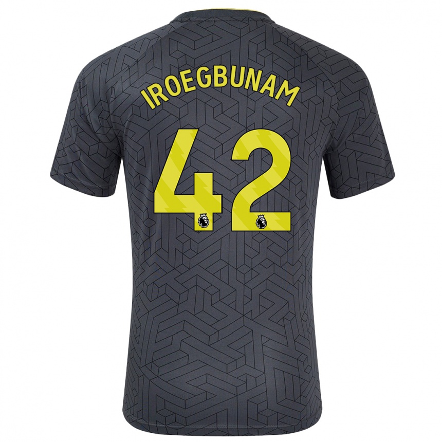 Kids Football Tim Iroegbunam #42 Black Yellow Away Jersey 2024/25 T-Shirt