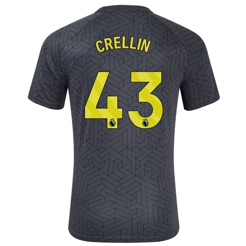 Kids Football Billy Crellin #43 Black Yellow Away Jersey 2024/25 T-Shirt