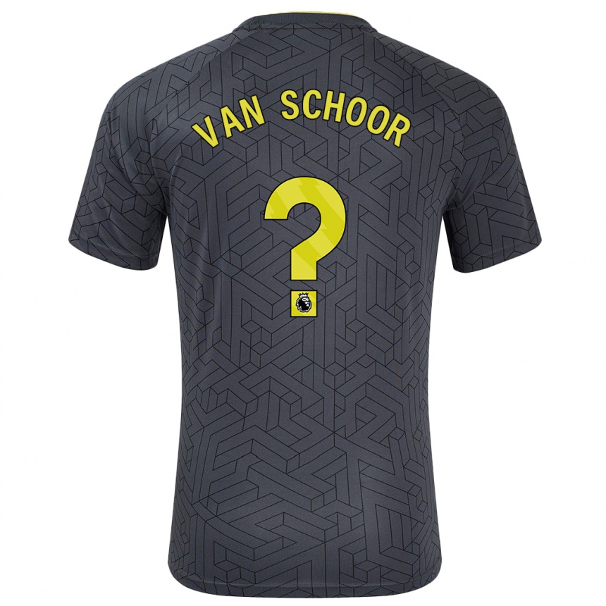 Kids Football Joshua Van Schoor #0 Black Yellow Away Jersey 2024/25 T-Shirt