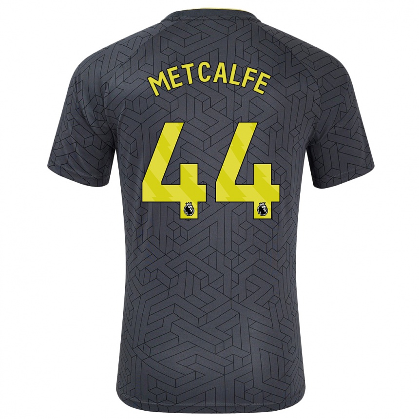 Kids Football Jenson Metcalfe #44 Black Yellow Away Jersey 2024/25 T-Shirt