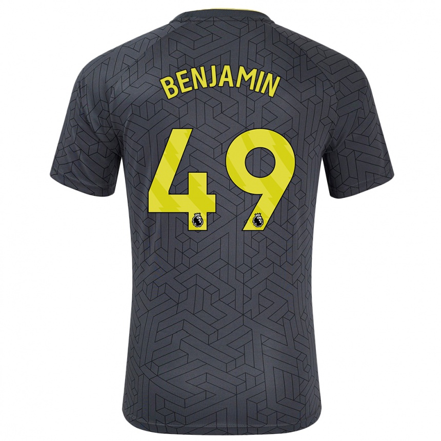 Kids Football Omari Benjamin #49 Black Yellow Away Jersey 2024/25 T-Shirt