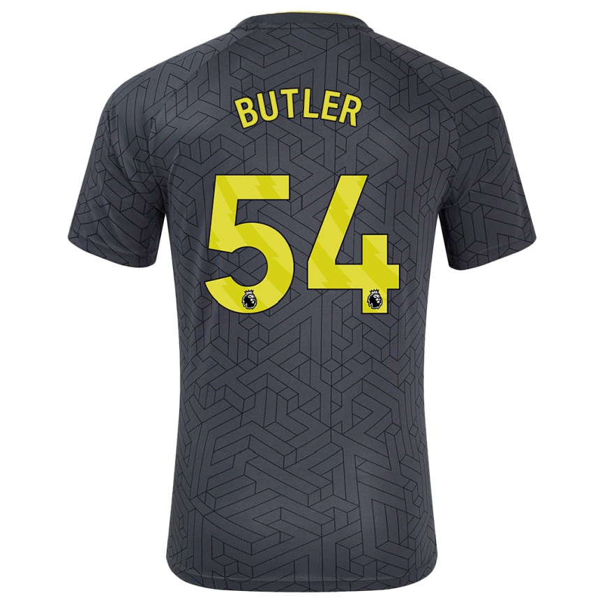 Kids Football Jack Butler #54 Black Yellow Away Jersey 2024/25 T-Shirt