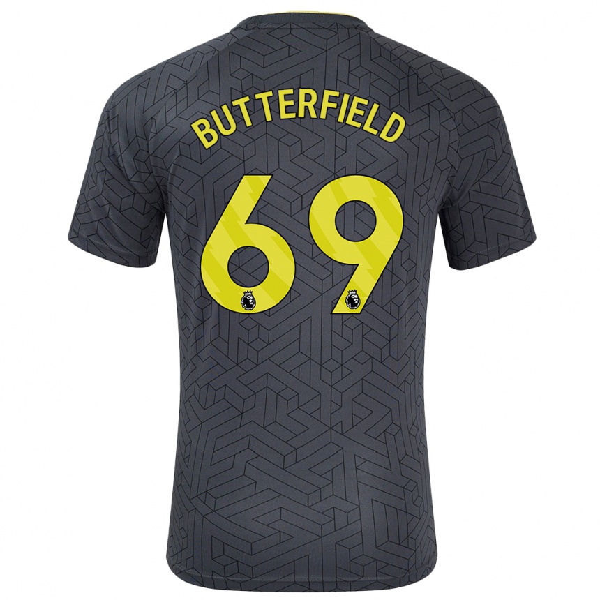 Kids Football Luke Butterfield #69 Black Yellow Away Jersey 2024/25 T-Shirt