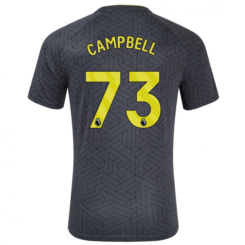 Kids Football Elijah Campbell #73 Black Yellow Away Jersey 2024/25 T-Shirt