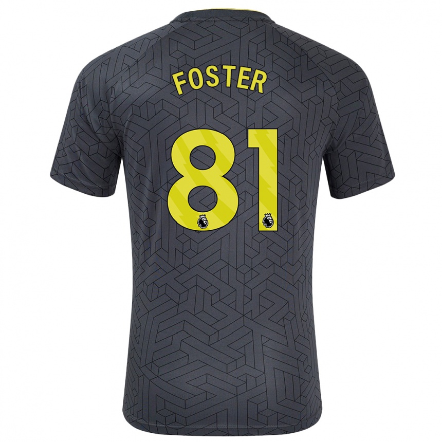 Kids Football Harvey Foster #81 Black Yellow Away Jersey 2024/25 T-Shirt