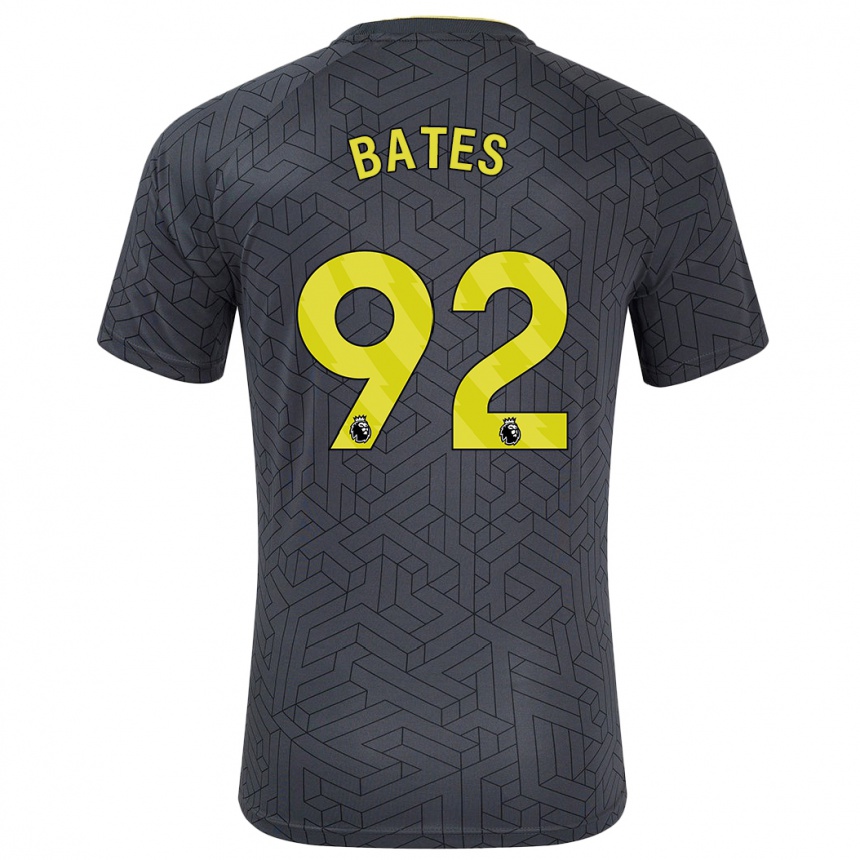 Kids Football Callum Bates #92 Black Yellow Away Jersey 2024/25 T-Shirt