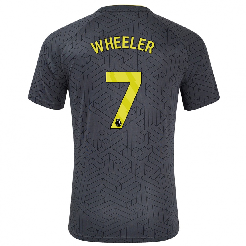 Kids Football Clare Wheeler #7 Black Yellow Away Jersey 2024/25 T-Shirt