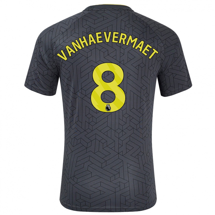 Kids Football Justine Vanhaevermaet #8 Black Yellow Away Jersey 2024/25 T-Shirt