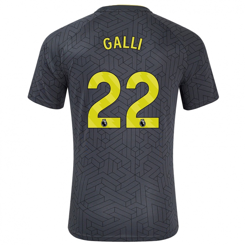 Kids Football Aurora Galli #22 Black Yellow Away Jersey 2024/25 T-Shirt