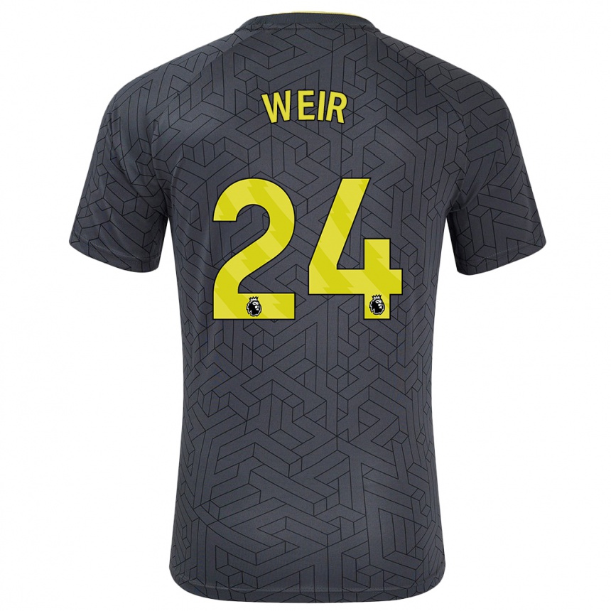 Kids Football Kenzie Weir #24 Black Yellow Away Jersey 2024/25 T-Shirt