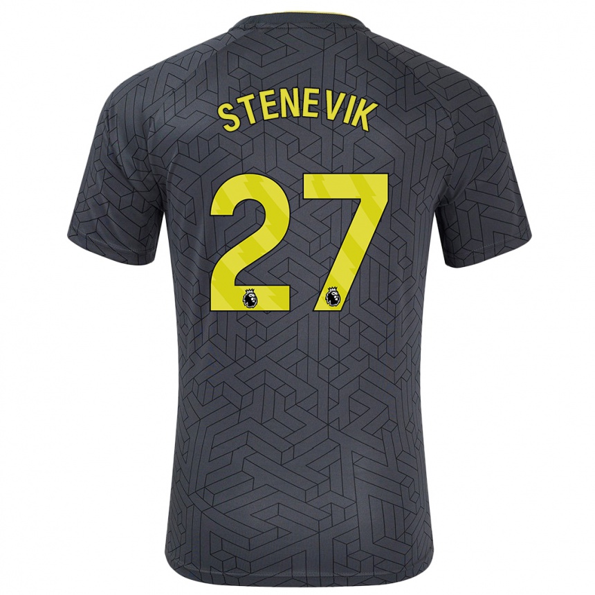 Kids Football Elise Stenevik #27 Black Yellow Away Jersey 2024/25 T-Shirt