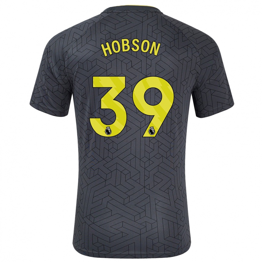 Kids Football Issy Hobson #39 Black Yellow Away Jersey 2024/25 T-Shirt