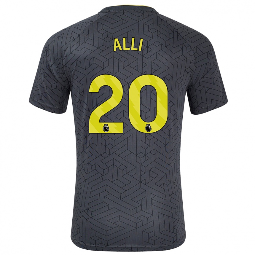 Kids Football Dele Alli #20 Black Yellow Away Jersey 2024/25 T-Shirt