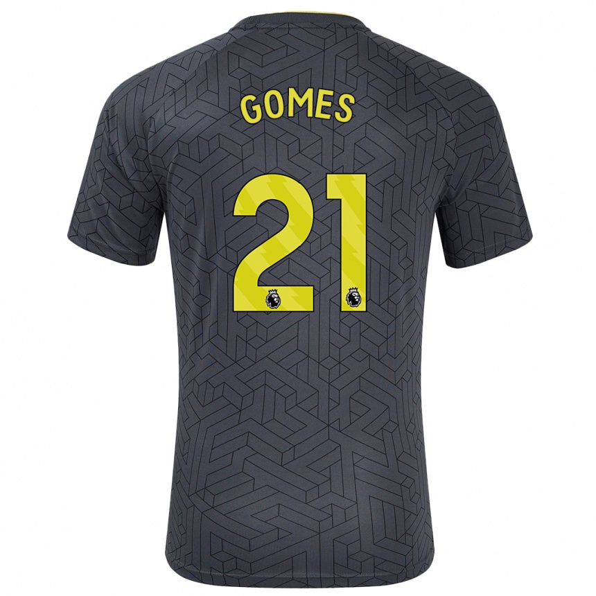 Kids Football André Gomes #21 Black Yellow Away Jersey 2024/25 T-Shirt