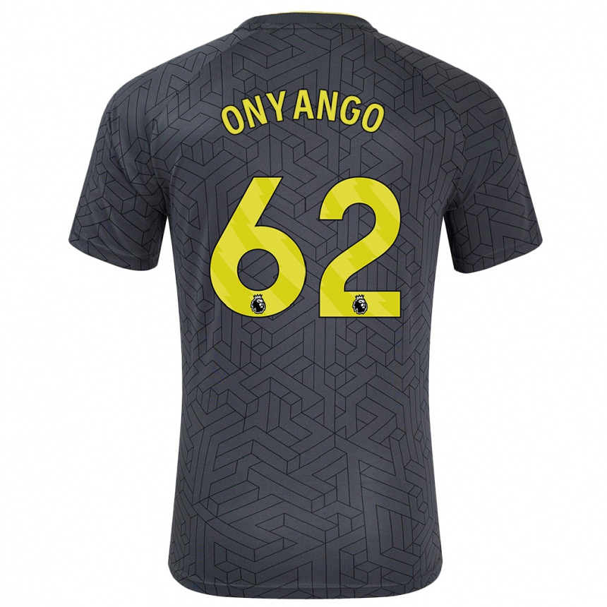 Kids Football Tyler Onyango #62 Black Yellow Away Jersey 2024/25 T-Shirt