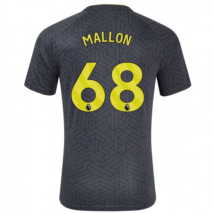 Kids Football Mathew Mallon #68 Black Yellow Away Jersey 2024/25 T-Shirt