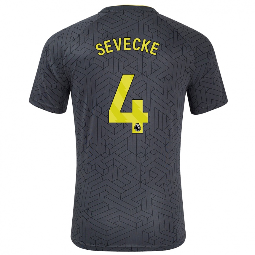 Kids Football Rikke Sevecke #4 Black Yellow Away Jersey 2024/25 T-Shirt