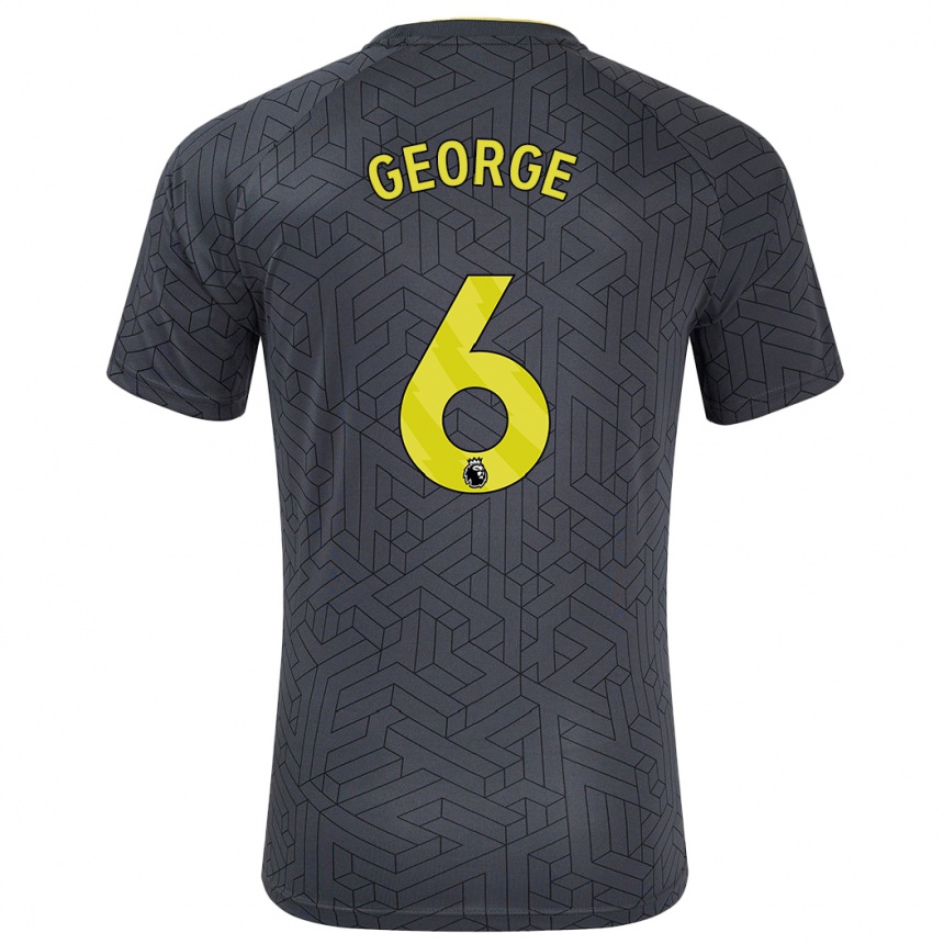 Kids Football Gabrielle George #6 Black Yellow Away Jersey 2024/25 T-Shirt