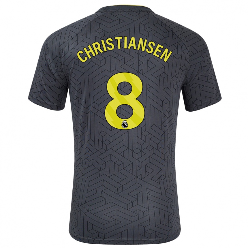 Kids Football Izzy Christiansen #8 Black Yellow Away Jersey 2024/25 T-Shirt