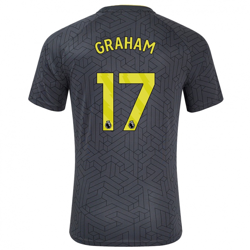 Kids Football Lucy Graham #17 Black Yellow Away Jersey 2024/25 T-Shirt