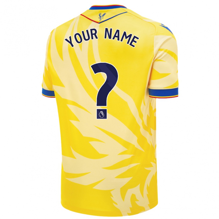 Kids Football Your Name #0 Yellow Away Jersey 2024/25 T-Shirt