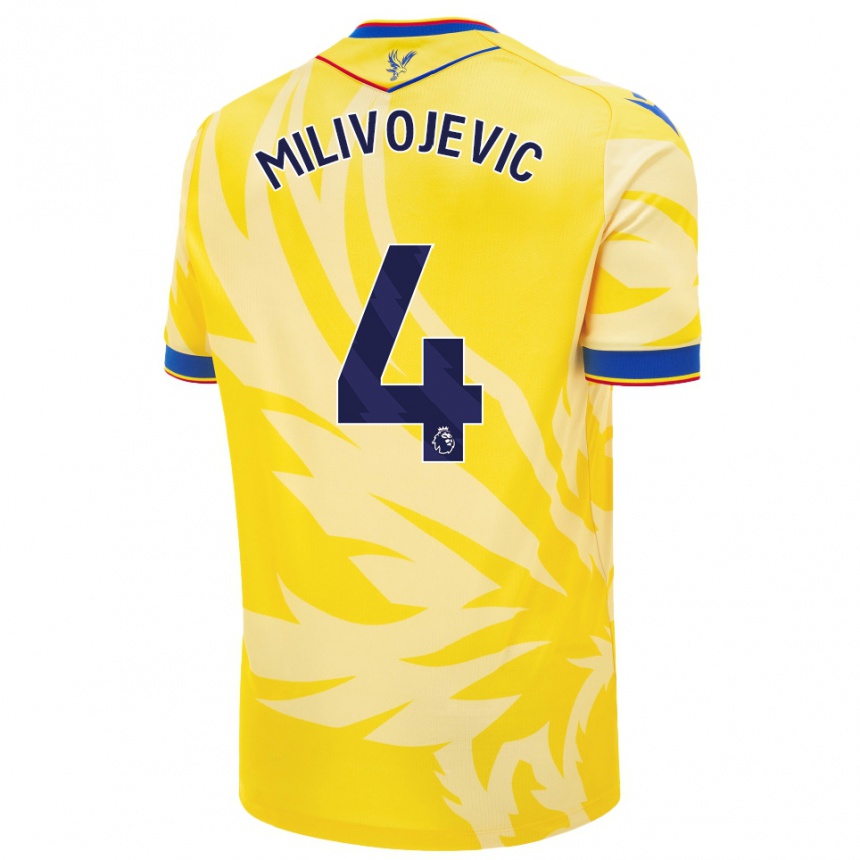 Kids Football Luka Milivojevic #4 Yellow Away Jersey 2024/25 T-Shirt