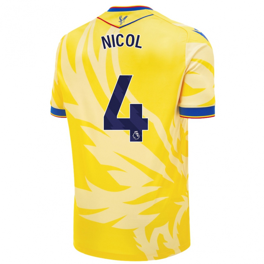 Kids Football Leigh Nicol #4 Yellow Away Jersey 2024/25 T-Shirt