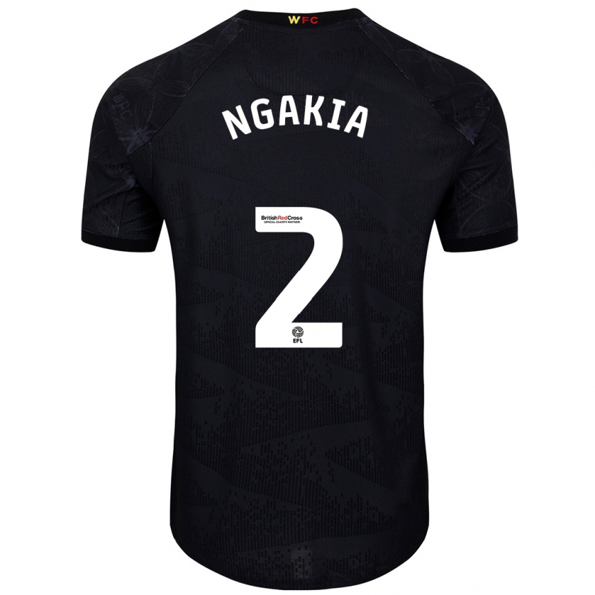 Kids Football Jeremy Ngakia #2 Black White Away Jersey 2024/25 T-Shirt