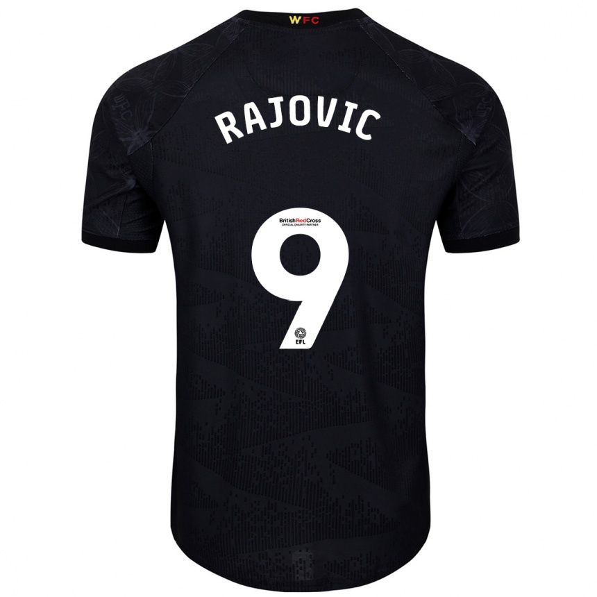 Kids Football Mileta Rajovic #9 Black White Away Jersey 2024/25 T-Shirt