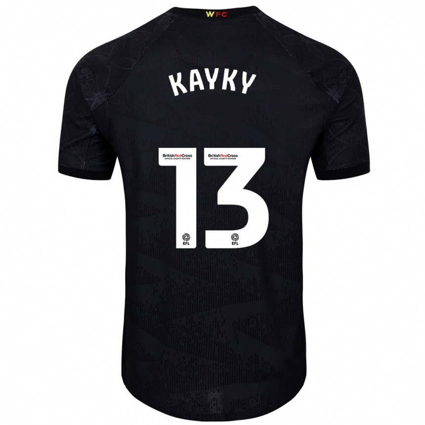 Kids Football Kayky Almeida #13 Black White Away Jersey 2024/25 T-Shirt