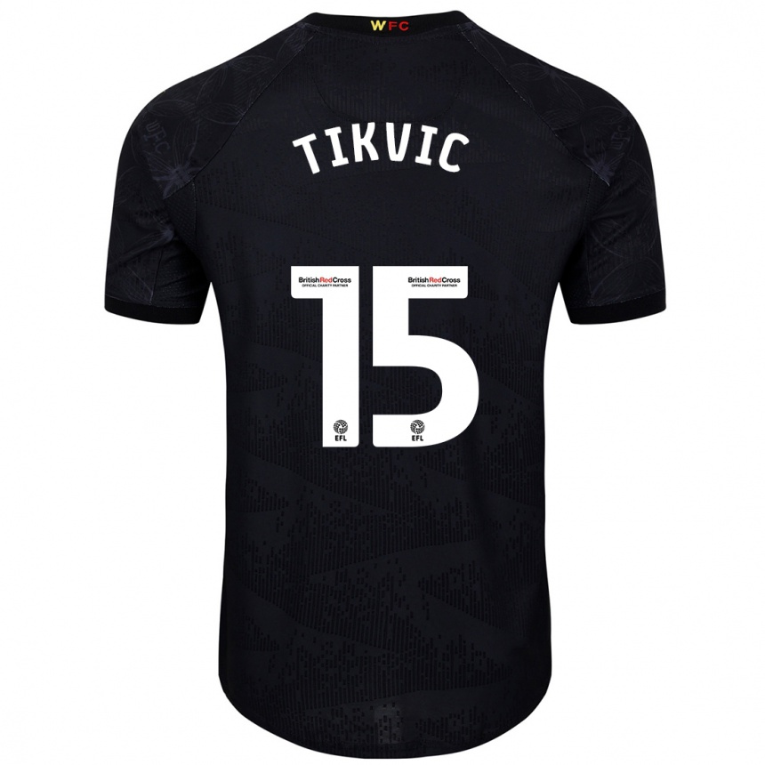 Kids Football Antonio Tikvic #15 Black White Away Jersey 2024/25 T-Shirt