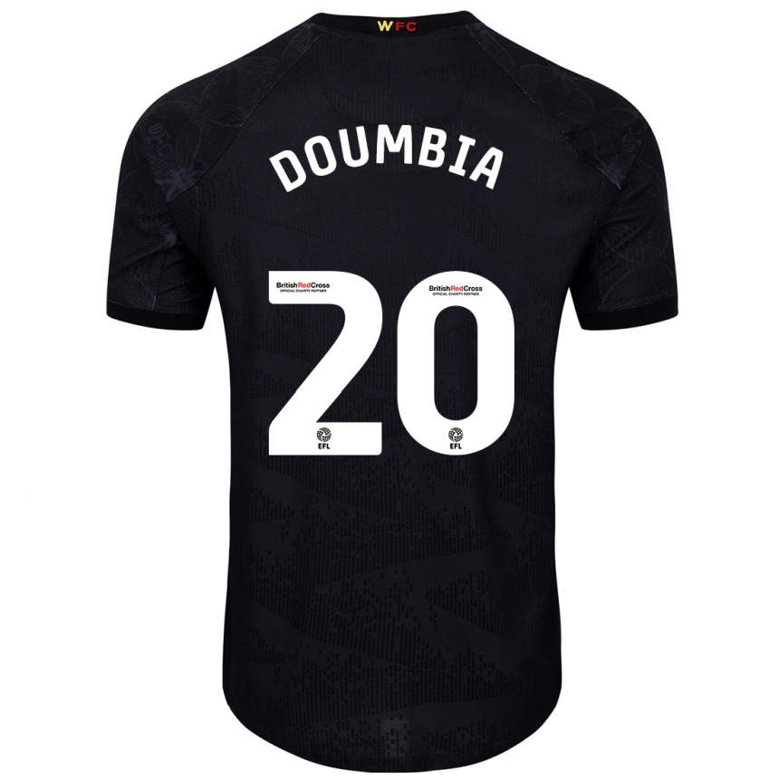 Kids Football Mamadou Doumbia #20 Black White Away Jersey 2024/25 T-Shirt