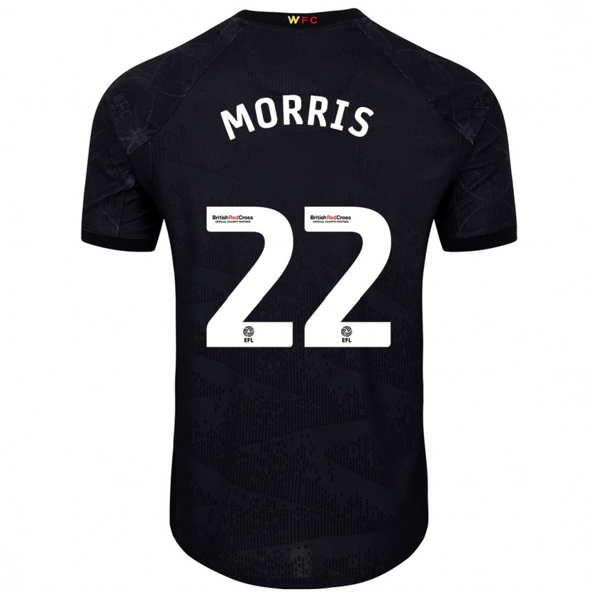 Kids Football James Morris #22 Black White Away Jersey 2024/25 T-Shirt