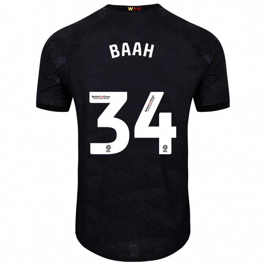 Kids Football Kwadwo Baah #34 Black White Away Jersey 2024/25 T-Shirt