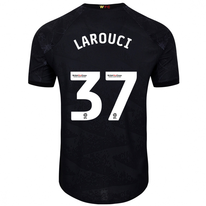 Kids Football Yasser Larouci #37 Black White Away Jersey 2024/25 T-Shirt