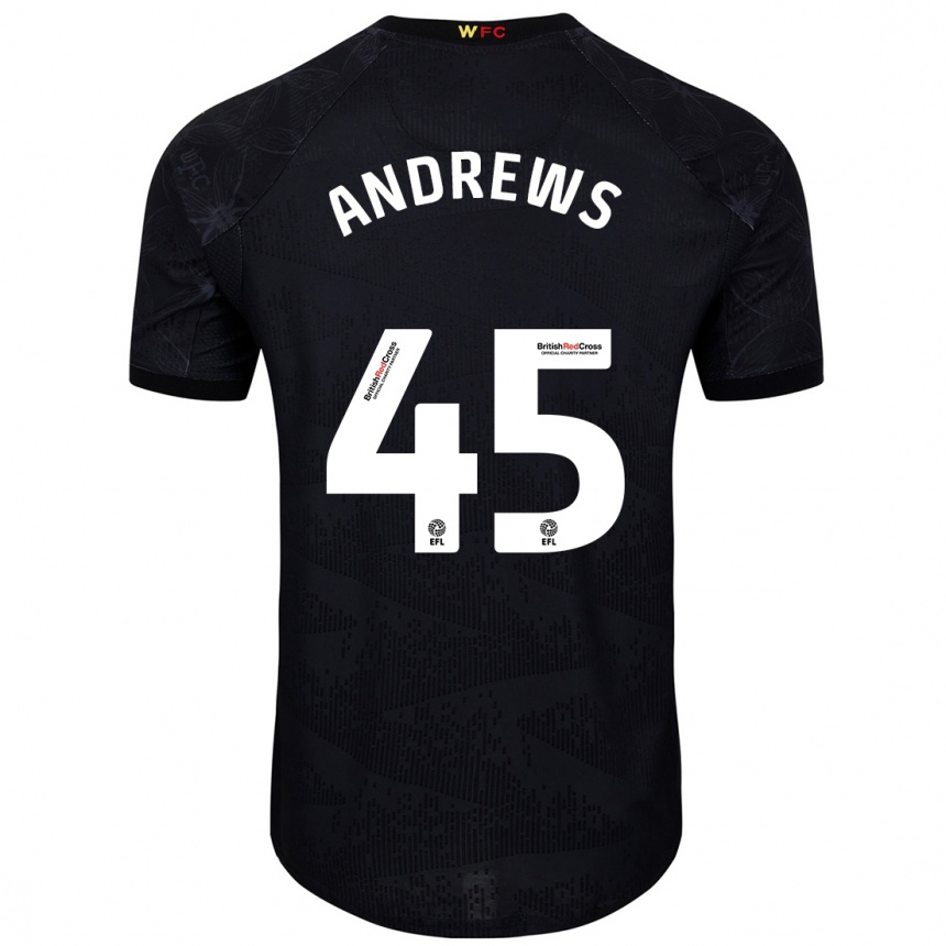 Kids Football Ryan Andrews #45 Black White Away Jersey 2024/25 T-Shirt