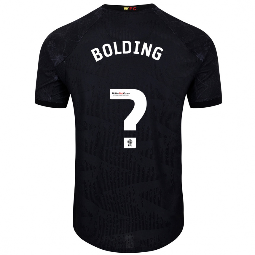 Kids Football Charlie Bolding #0 Black White Away Jersey 2024/25 T-Shirt