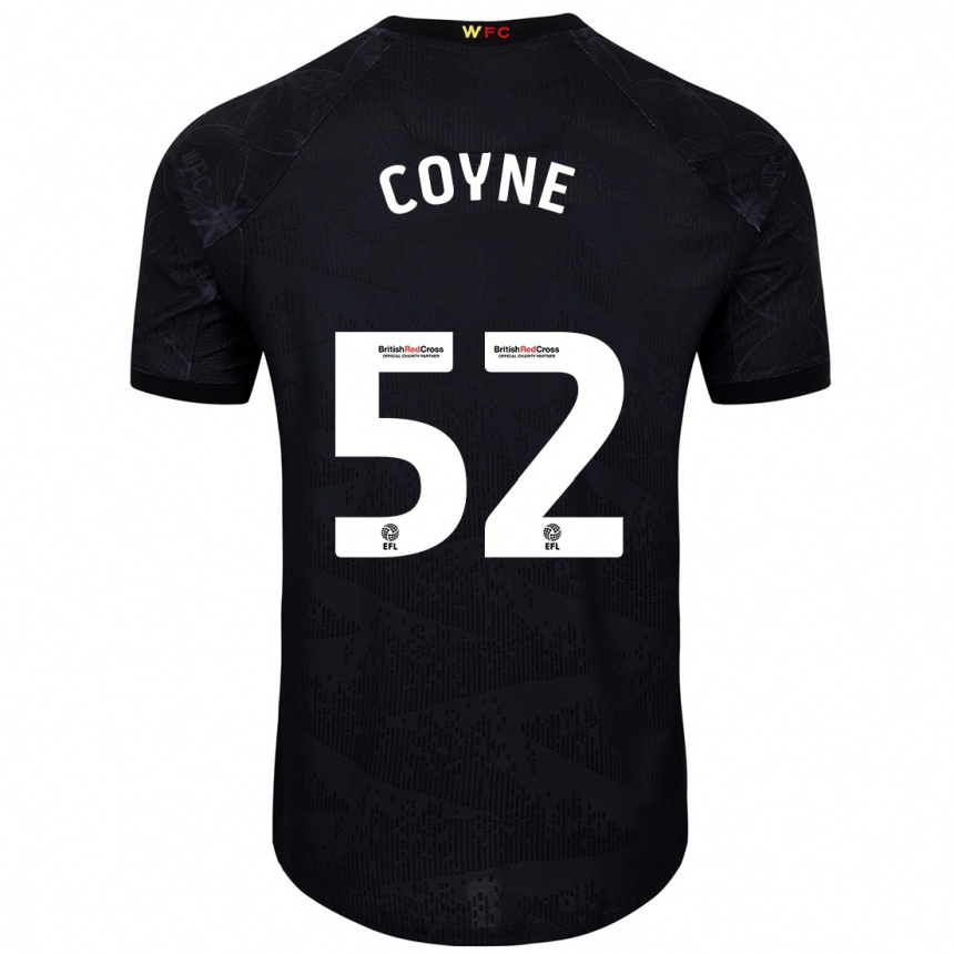 Kids Football Aidan Coyne #52 Black White Away Jersey 2024/25 T-Shirt