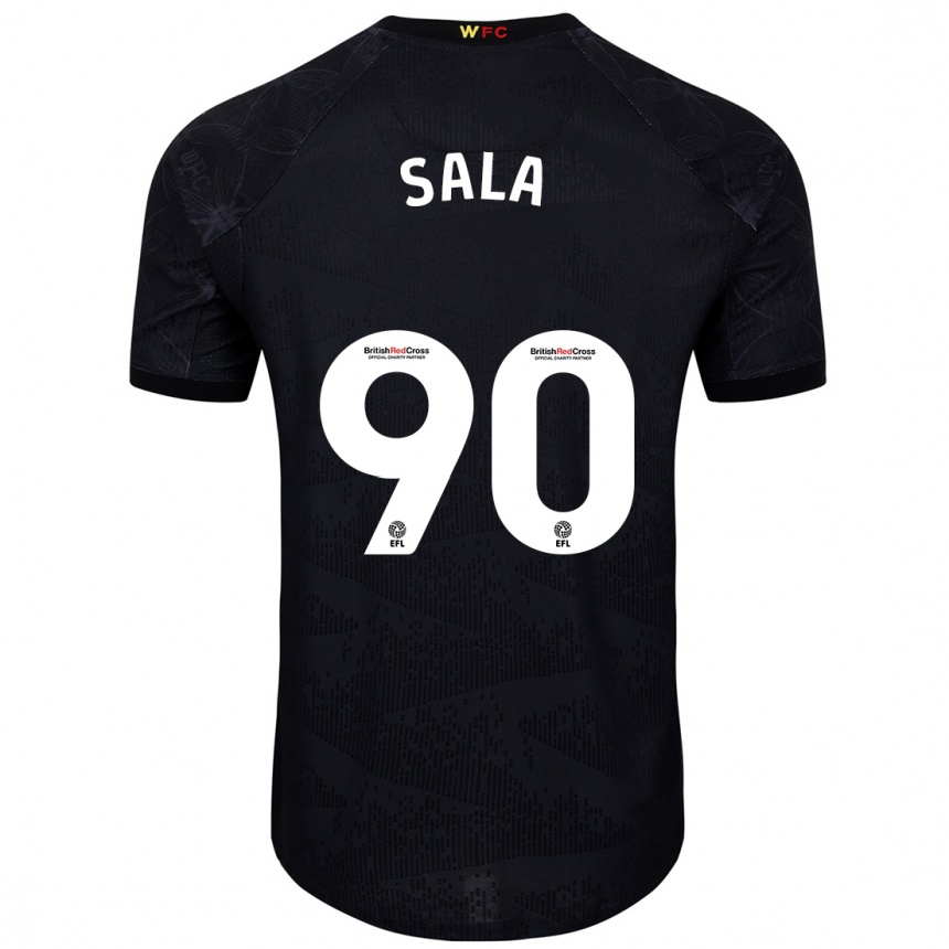 Kids Football Joel Sala #90 Black White Away Jersey 2024/25 T-Shirt