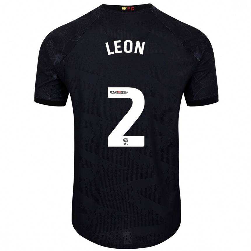 Kids Football Lucía León #2 Black White Away Jersey 2024/25 T-Shirt