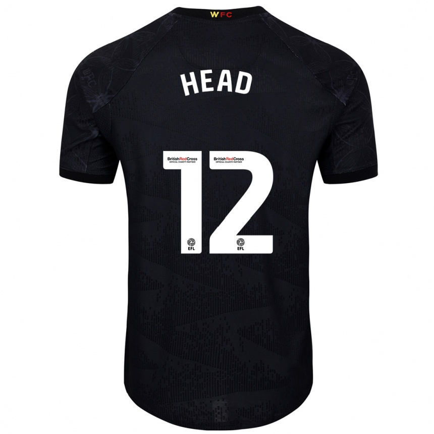 Kids Football Ellie Head #12 Black White Away Jersey 2024/25 T-Shirt