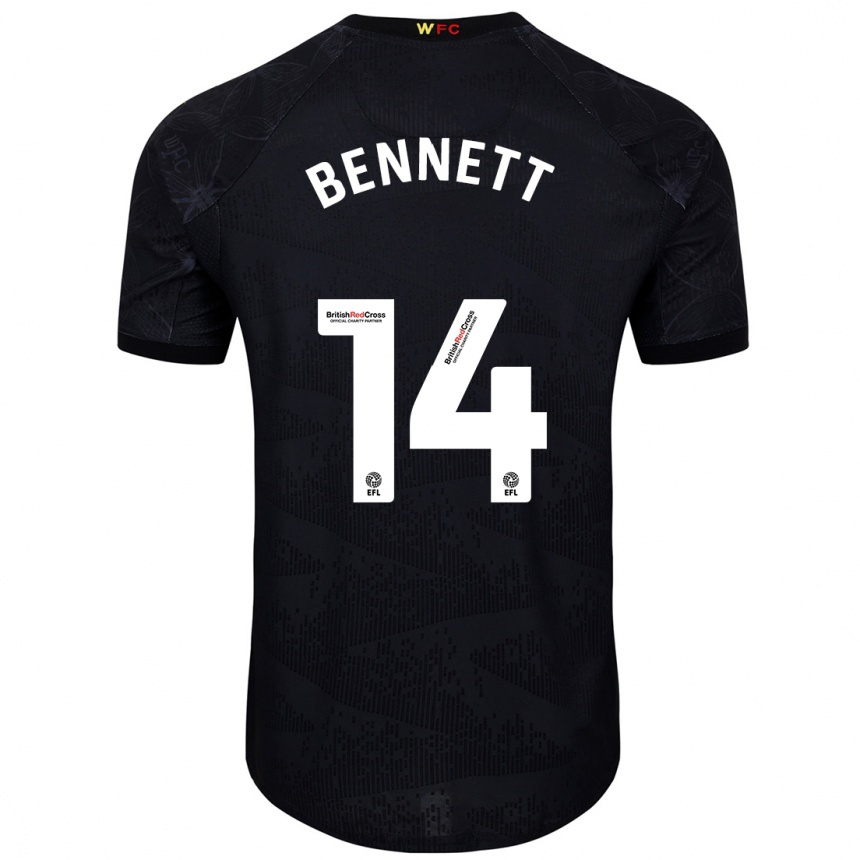 Kids Football Harley Bennett #14 Black White Away Jersey 2024/25 T-Shirt