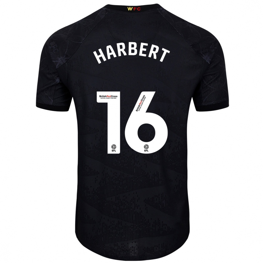 Kids Football Laila Harbert #16 Black White Away Jersey 2024/25 T-Shirt