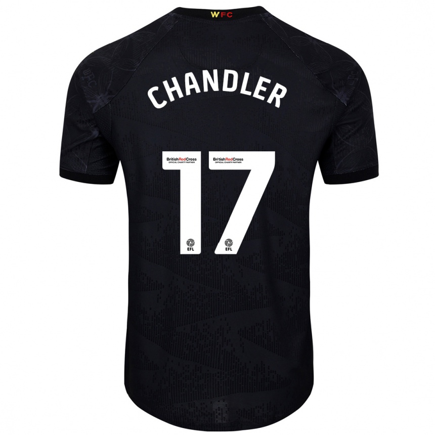 Kids Football Megan Chandler #17 Black White Away Jersey 2024/25 T-Shirt