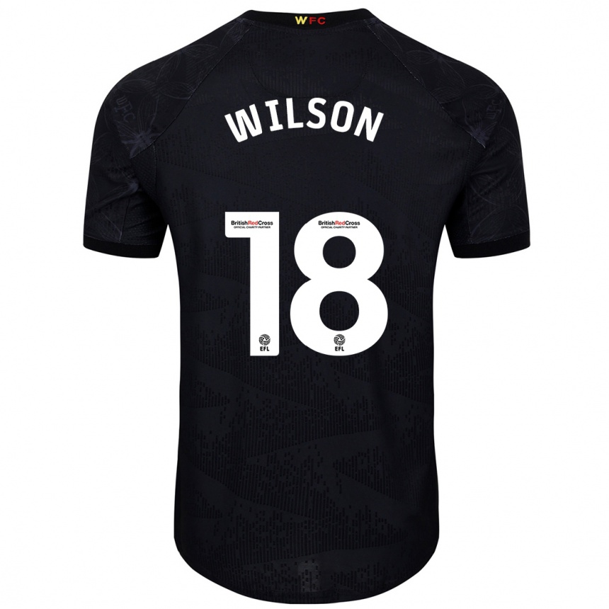 Kids Football Poppy Wilson #18 Black White Away Jersey 2024/25 T-Shirt