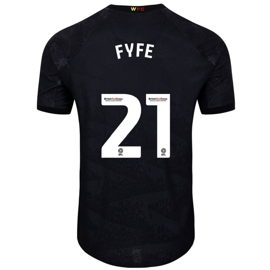 Kids Football Flo Fyfe #21 Black White Away Jersey 2024/25 T-Shirt