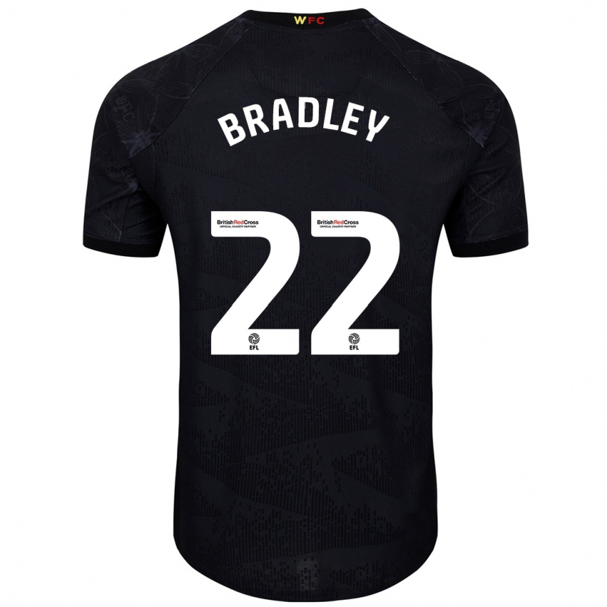 Kids Football Jade Bradley #22 Black White Away Jersey 2024/25 T-Shirt