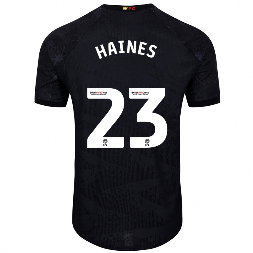 Kids Football Coral-Jade Haines #23 Black White Away Jersey 2024/25 T-Shirt