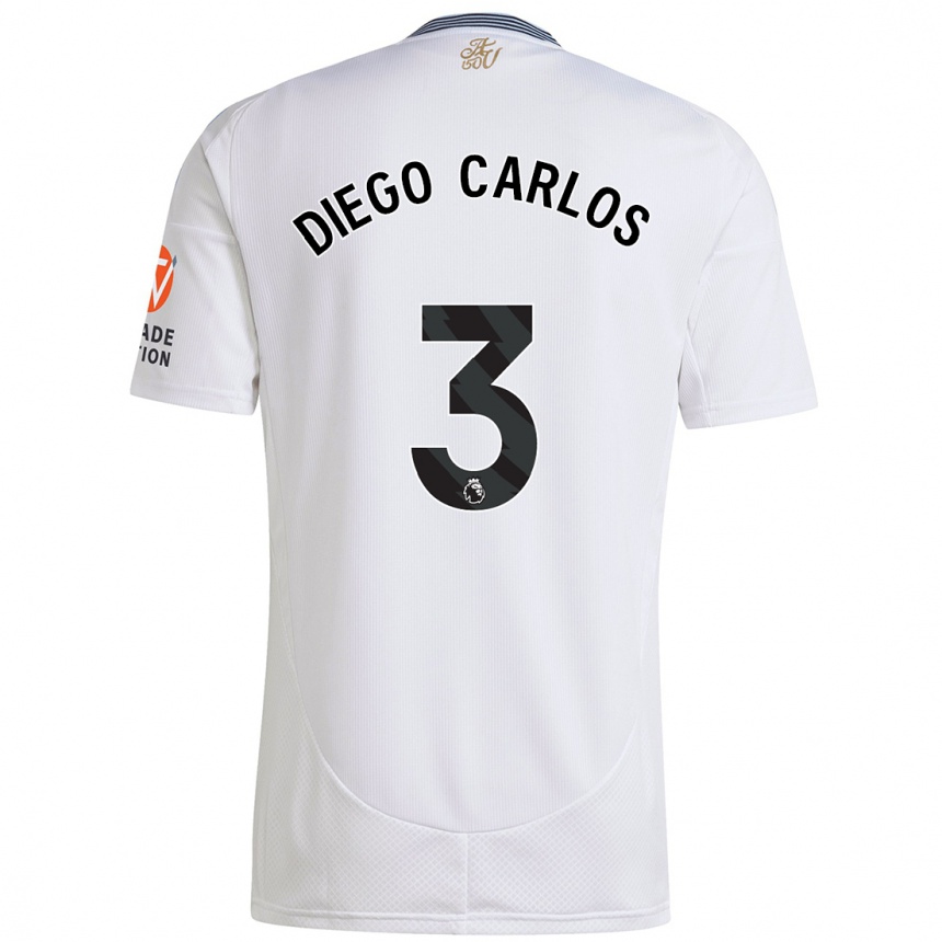 Kids Football Diego Carlos #3 White Away Jersey 2024/25 T-Shirt